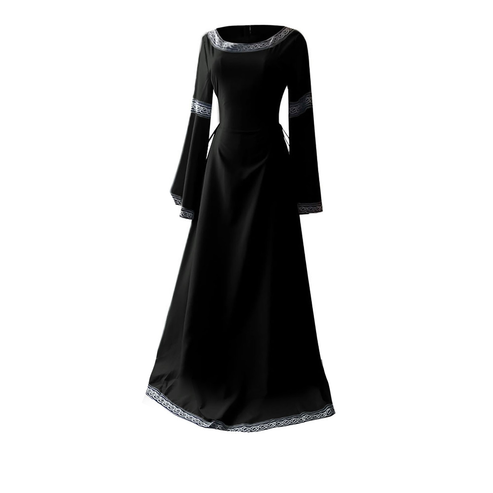 Mittelalter liche gotische Cosplay Kostüme für Frauen Halloween Karneval Party Leistung Langarm Mittelalter Renaissance Kleider: S / Black