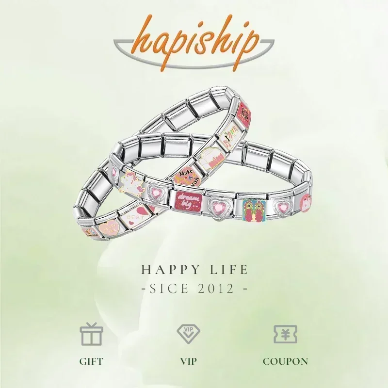 Hapiship-Bracelet à breloques italiennes en acier inoxydable pour femme, bijoux Angel Miss You, Slay Queen, 9mm, directe, TZ069, , 2025