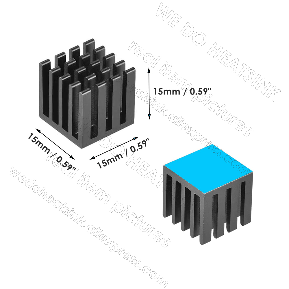 DISSIPADOR DE CALOR WE DO 15x15x15mm sin o con almohadilla térmica tamaño de cubo pequeño disipador de calor de aluminio ranurado anodizado negro radiador enfriador