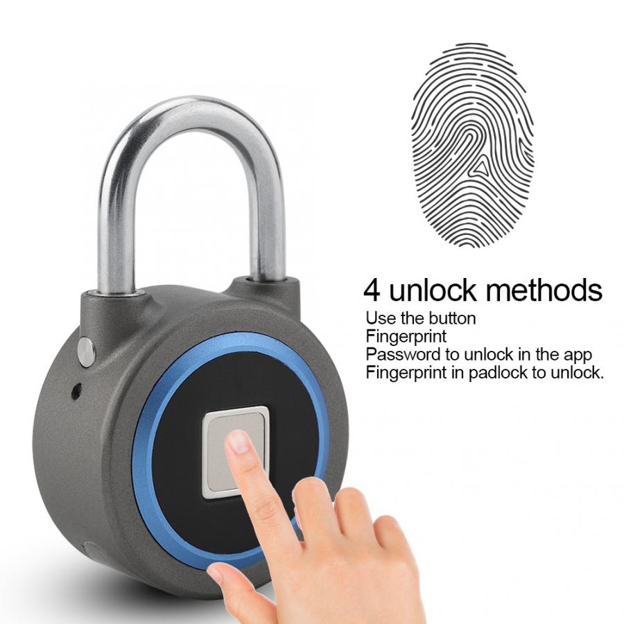 Bluetooth APP Control Padlock Wireless Smart Anti-theft Lock Keyless Fingerprint Locks Unlock Padlock Locker Support IOS Android