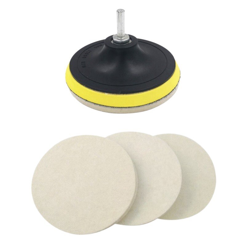 3Pcs 5inch Wool Polishing Buffing Pad Bonnets and Backing Pad with Drill Adapter Kit for Polishing Auto Car Glass Plastic Metal