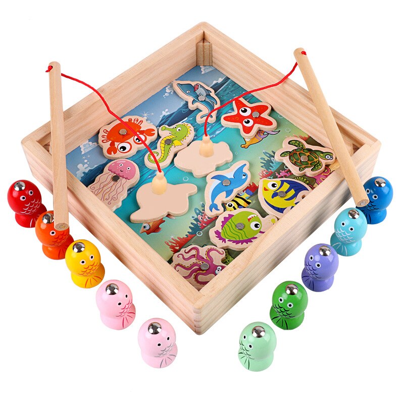 per bambini Giocattoli di Legno Giochi Giocattolo di Pesca Magnetica Gioco per Bambini 3D Pesce Capretti Del bambino Educativi Giocattoli tutto'aria Aperta Divertenti Ragazzi Della Ragazza Regali
