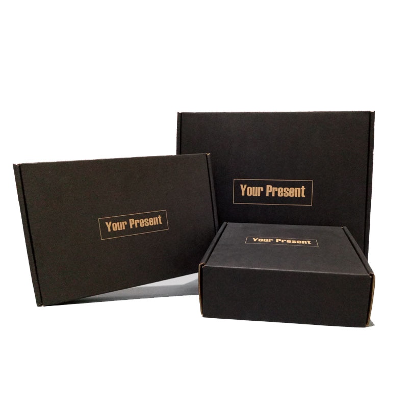 10Pcs Black Kraft Paper Box Your Box 3-layer Corrugated Boxes Paper Packaging Carton Large Box Mailers 5 Sizes