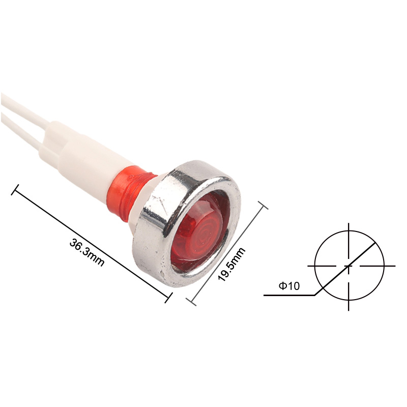 5PCS Guiding Signal Lamp 12V 24V 220V 380V 10mm Power Indicator Panel Mount Red Green Yellow LED Indicator Mounting Hole 10mm