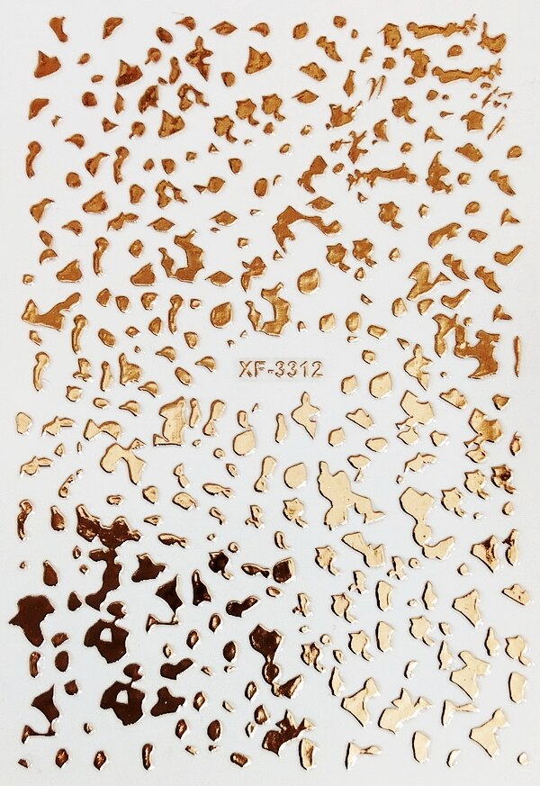 Or noir 3D ongle feuille autocollant manucure 12 couleur bricolage ongle feuille autocollant décalcomanies feuille pour ongles décoration dos colle: XF3312 rose gold