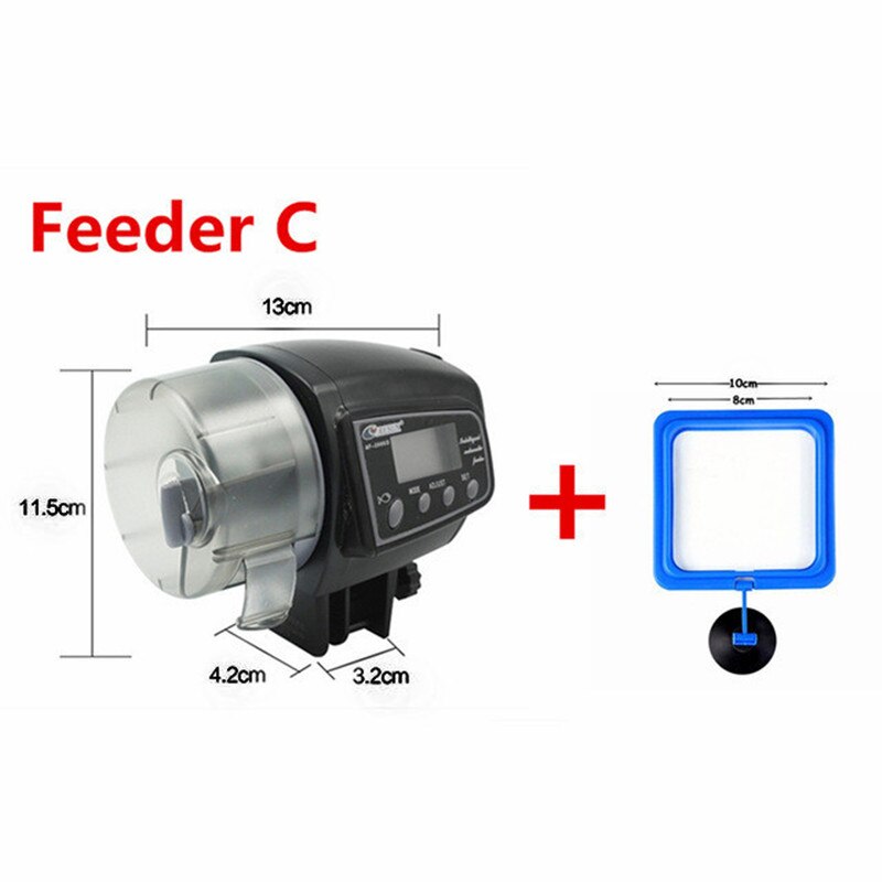 Aquarium Automatic Fish Feeder for Fish Tank Auto Feeders with Timer Adjustable Dispenser LCD Display Betta Turtle Pet Feeding: AF2005D -Square