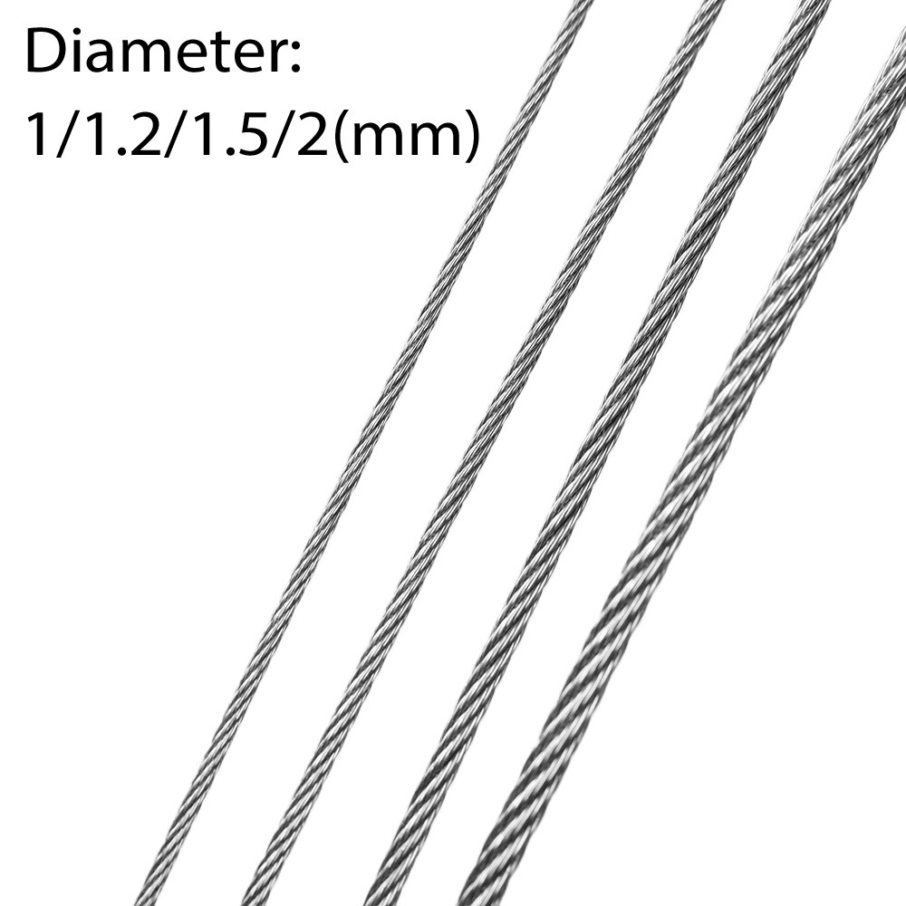 3/5/10 mètre 1/1. 2/1. 5/2mm diamètre câble en acier 304 câble en acier inoxydable plus doux pêche levage câble Structure
