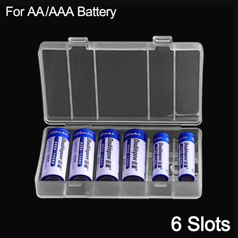 2 4 8 Slots Aa Aaa Plastic Batterij Houder Opbergdoos Batterij Case Cover Voor Aa Aaa Oplaadbare Batterij Container organizer: For 6x AA AAA