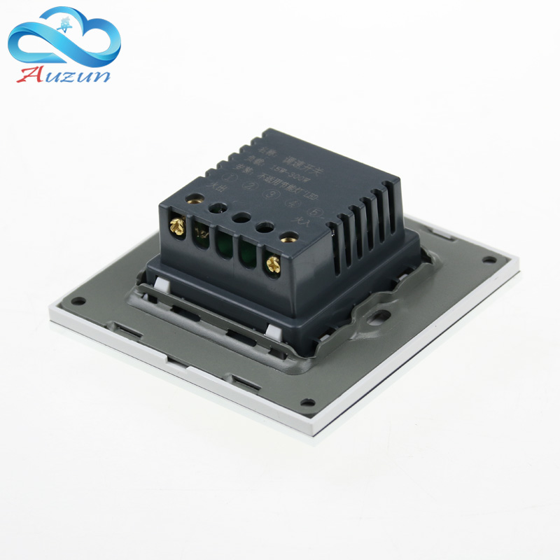 Muur speed reguleren fan switch 220 V gehard glas roestvrij stalen paneel type 86