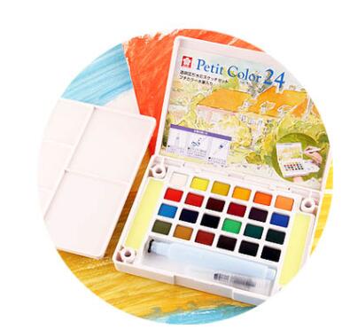 SAKURA – ensemble de peinture à l'aquarelle, 24/36/48 couleurs unies, pour gâteau, japon: 24 Colors