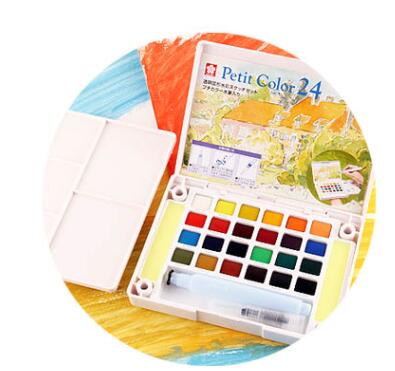 Sakura petit farve solid akvarelmaling sæt vandfarver kagesæt japan 24 farver 36 farver 48 farver: 24 farver