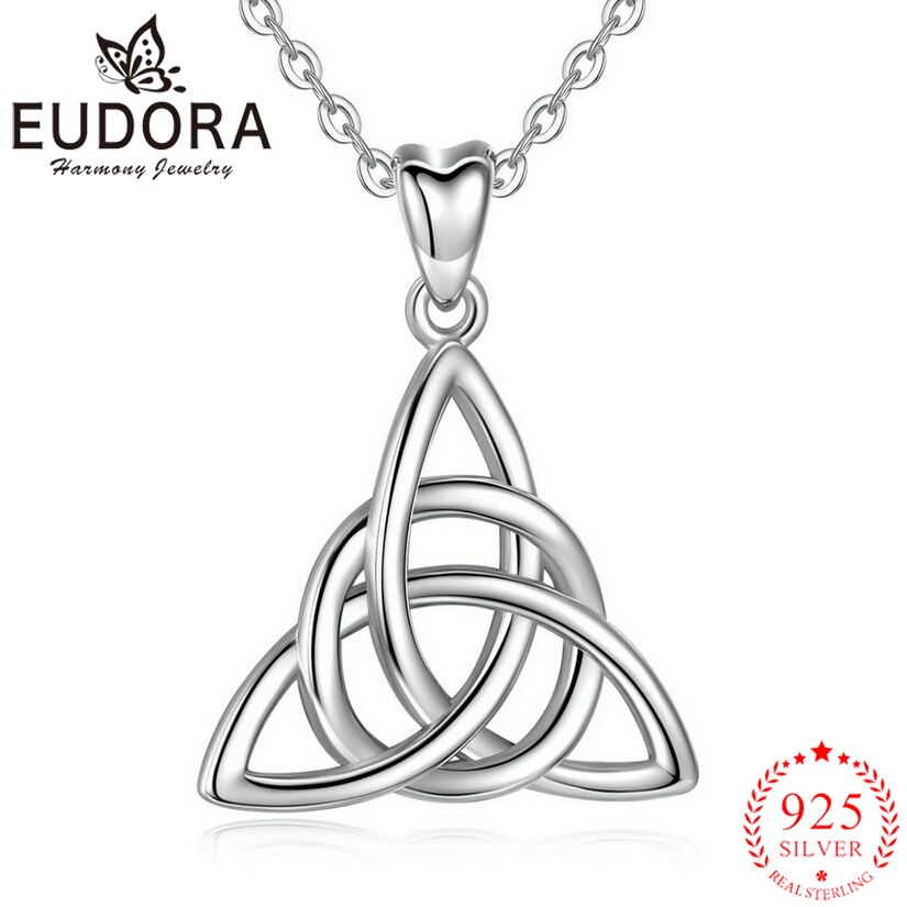 Eudora 925 sterling sølv klassisk keltisk knudehalskæde held og lykke smykker med æske vedhæng til dreng pige fødselsdag   d138