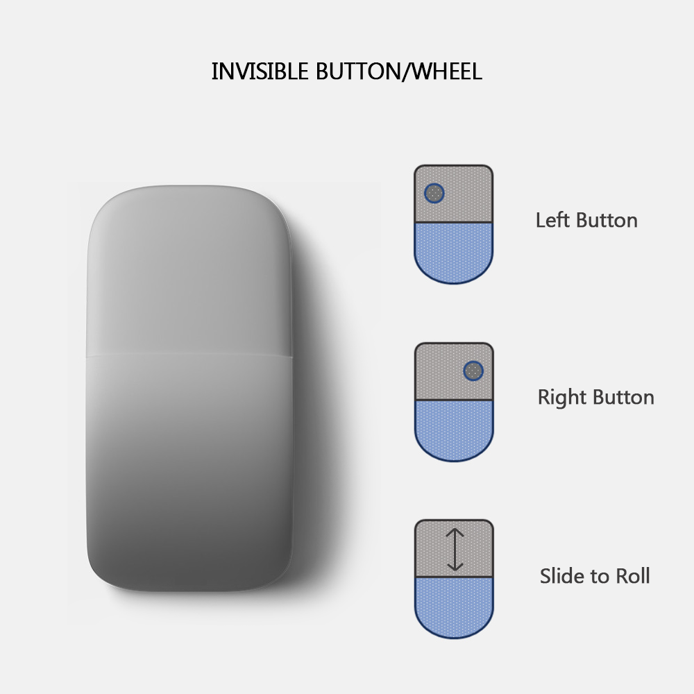 1600 dpi bluetooth 4.0 trådlös mus hopfällbar arc touch mause vikbara ultratunna mute möss för surfacebook laptop kontorsbruk