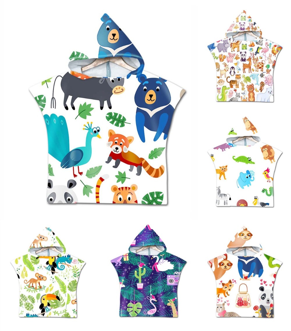 de cactus tropical Animal elefante tucán bebé toalla tipo poncho para niños nadar baño playa toalla con capucha capa