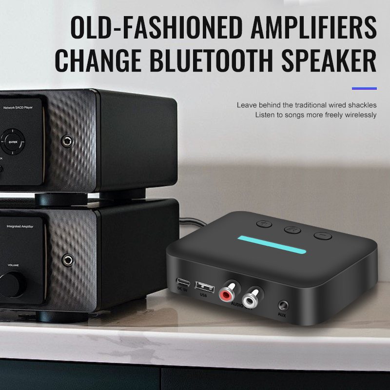 VAORLO USB Bluetooth 5.3 Audio-ontvanger Adapter Draadloze stereomuziek 3,5 mm AUX R/L RCA Ondersteuning U-schijf afspelen voor desktopluidsprekerversterker