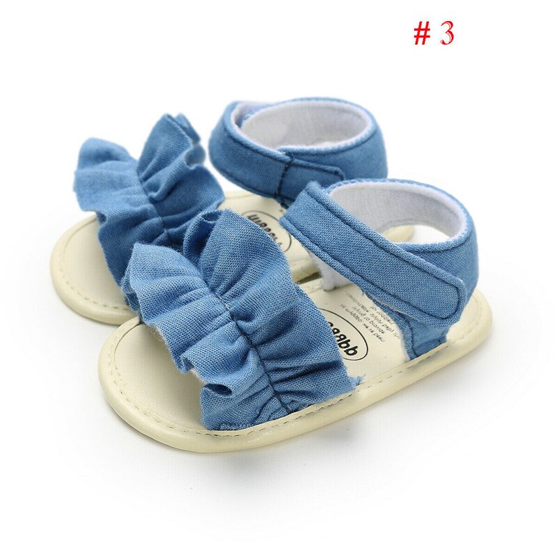 2019 Della Principessa Del Bambino Del Bambino Della Ragazza Ruffles Bowknot Sandali Della Spiaggia di Estate Morbida Suola Piatta Scarpe di Cuoio DELL'UNITÀ di elaborazione Del Bambino Sandali Della Ragazza 0 -18 M: Style 3 / 0-6 mesi