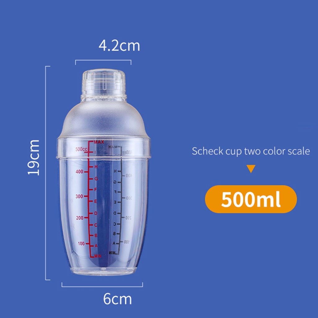 Graduated Cocktail Shaker With Measurement Wine Martini Drinks Mixer Bartender Home Party: 500ml