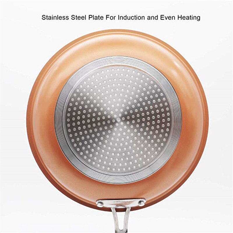 RedCopper FryPan 18/20/22/24 Cm Non-stick Aluminum Frying Pan Back Bottom Induction Cooker Aluminum Pan Stainless Steel Handle