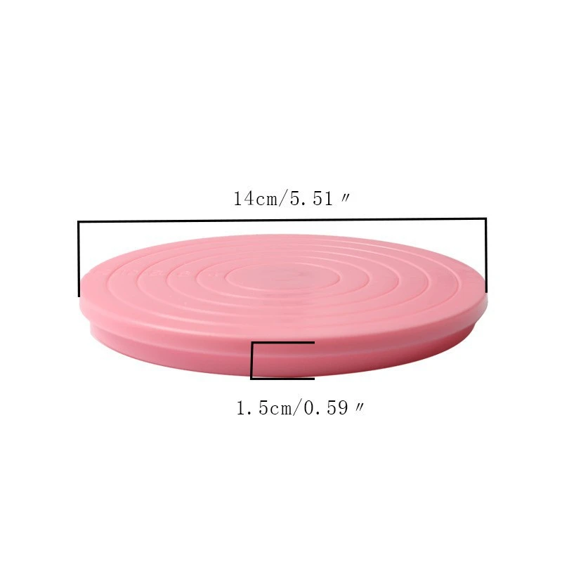 DIY Cake Rotary Table Mini Plastic Fondant Cake Turntable Revolving Platform Stand Rotating Home Kitchen Tools Round Cookie: Pink