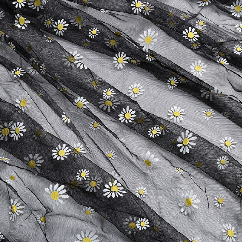 Daisy trykt organza stoff for jenter sommerkjole prinsesse kjole håndlaget diy klesdekorasjon liten daisy diy tyll