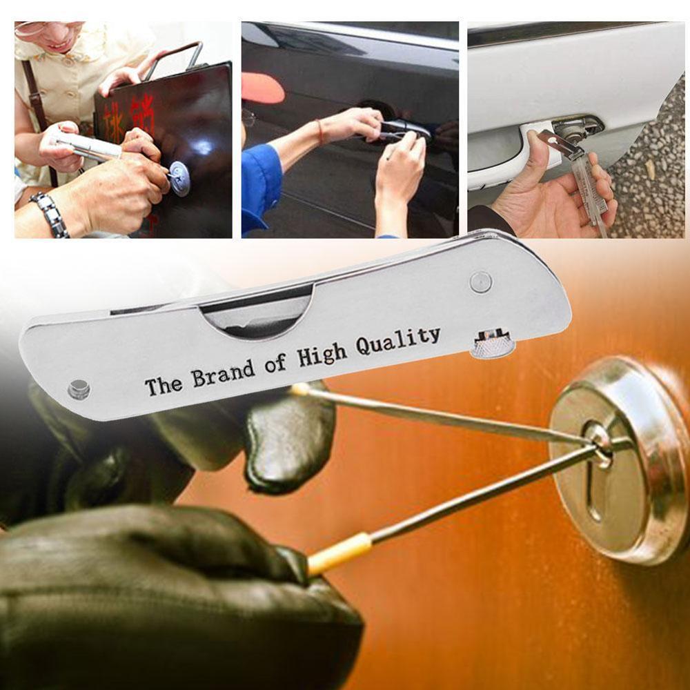 6-in-1 Foldable Door Lock Opener Set Unlocking Tool Tension + L Wrench A9X9