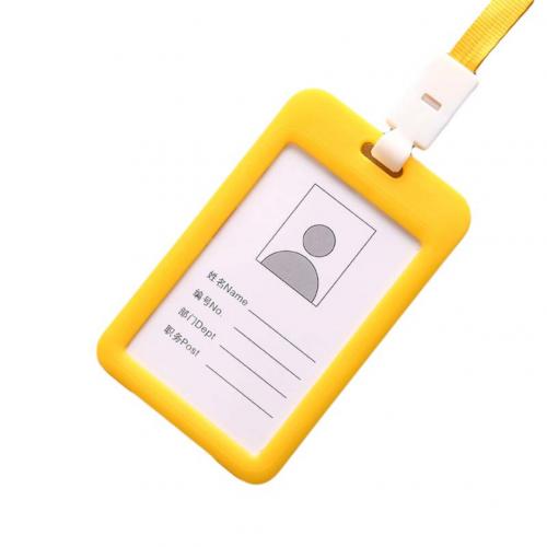 Work Card Holders With Rope Aluminium Alloy Card Holder Employee Name ID Card Cover Metal Work Certificate Identity Badge: Yellow