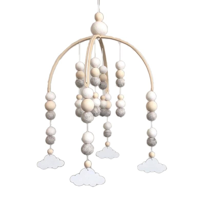 Baby Wool Balls Wooden Beads Mobile Rattles Bed Bell Wind Chimes Toy Decorations: 2