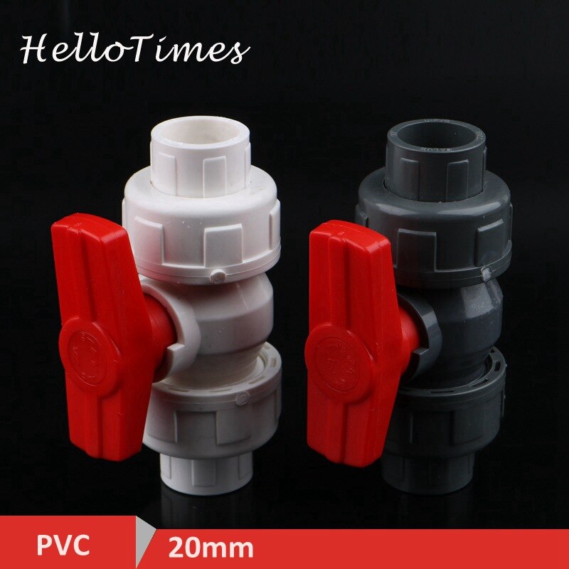 1pc 20mm til 20mm pvc kuleventil fagforening ventil pvc vannrørkobling rørlegger slangekoblinger 1/2 " slureventil