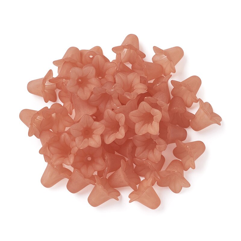50pcs Transparent Acrylic Flower Beads Spacer Bead Cap Frosted for Jewelry Making DIY Bracelet Necklace Supplies 16x12mm: PaleVioletRed