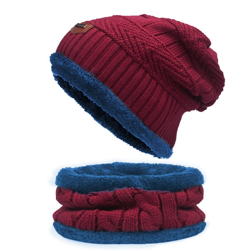 Conjunto de gorro y bufanda para hombre y mujer, gorros tejidos de felpa cálida, de Color puro, para otoño e invierno, Unisex: E