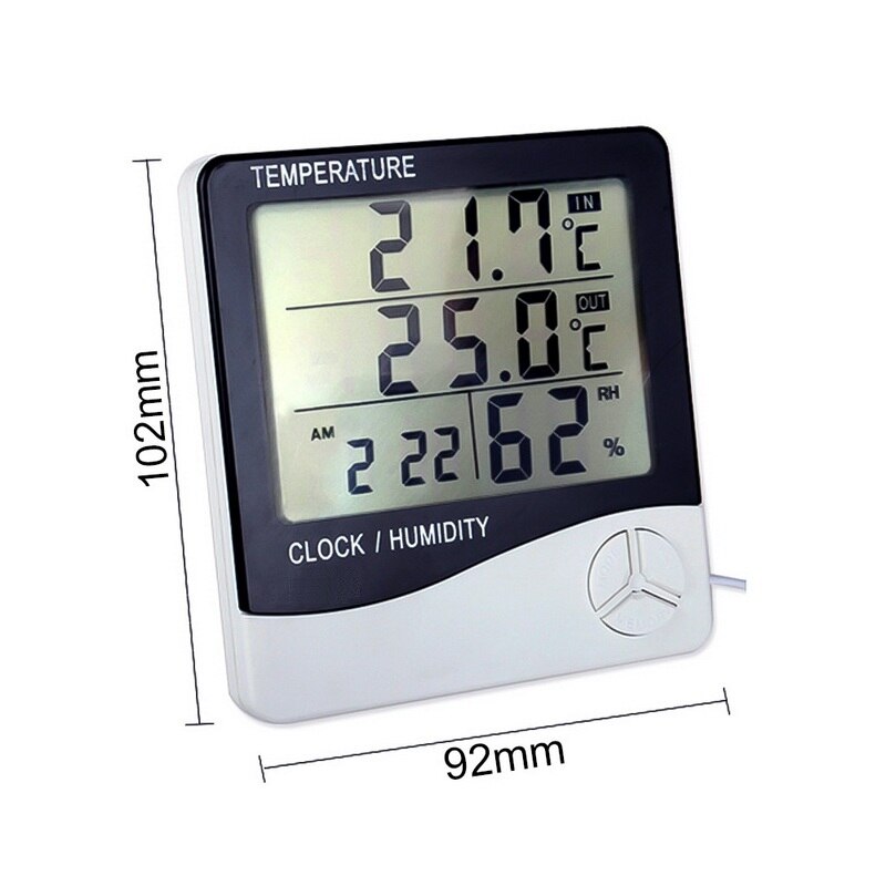 Junejour multifunktions termometer hygrometer automatisk elektronisk temperatur fugtighedsmonitor ur stor lcd-skærm: Htc -2 indendørs udendørs