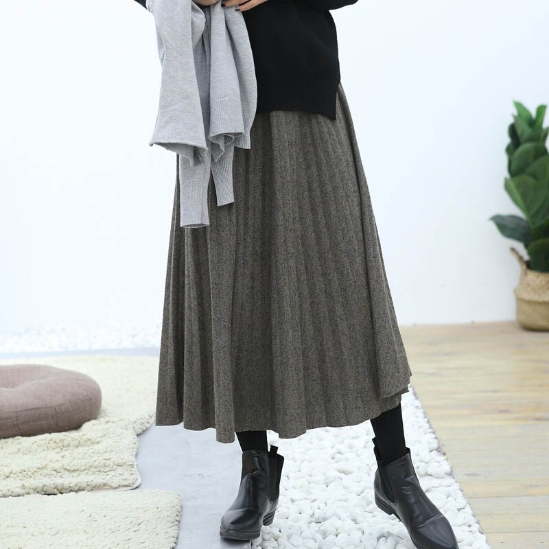 Herfst Moederschap Jurken Dunne Wollen Geplooide Maag Lift Half-Lengte Rok Paraplu Rok Zwangere Kleren Zwangerschap Rokken