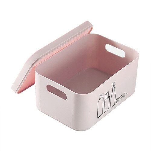Cosmetic Storage Box Plastic with Lid Finishing Box Thickening Large Superimposed Compartment Mask Box Skin Care Products: large pink