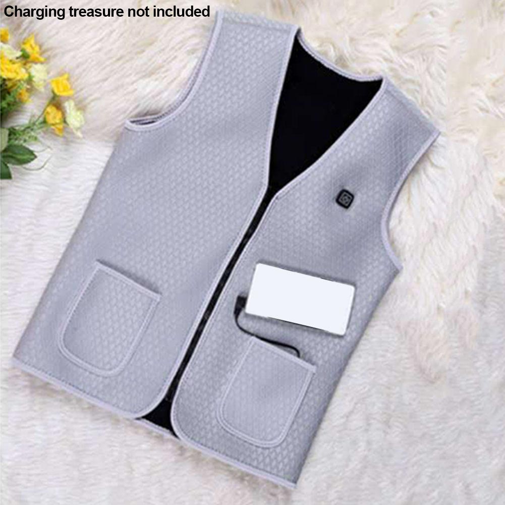 USB Infrarood Verwarming Vest Verstelbare Temperatuur Mannen Vrouwen Outdoor Jas Winter Flexibele Elektrische Thermische Kleding Vest: Grijs / XXL