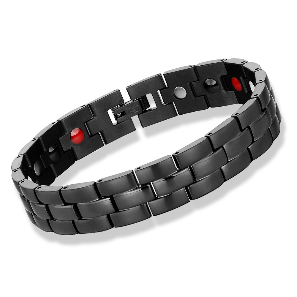 Hommes chauds noir Bracelet main chaîne santé énergie Germanium magnétique Bracelet mâle en acier inoxydable Bracelets pour hommes bijoux: Default Title