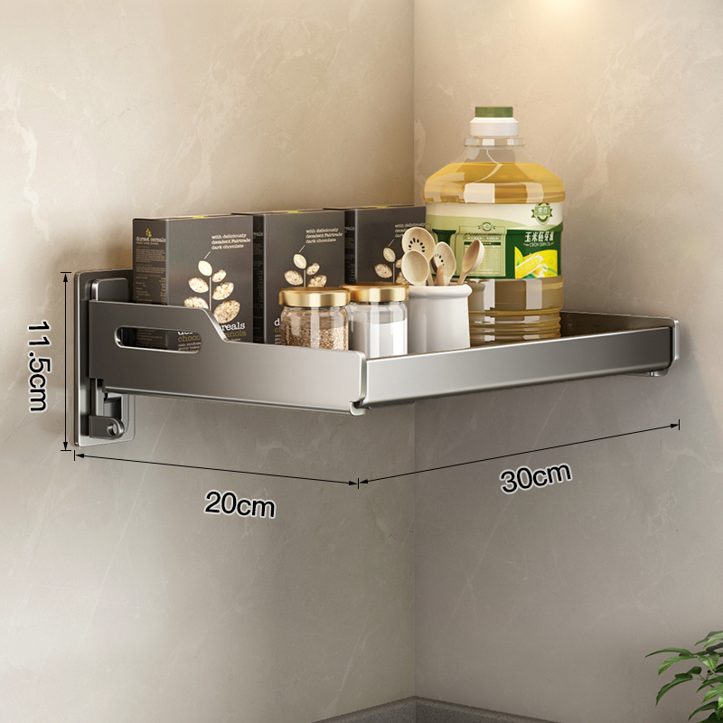 Wandmontage Keukengerei Organizer Home Kruidenrek Box Jar Schotel Droogrek Wandplanken Keuken Opslagbenodigdheden Accessoire: Light Grey