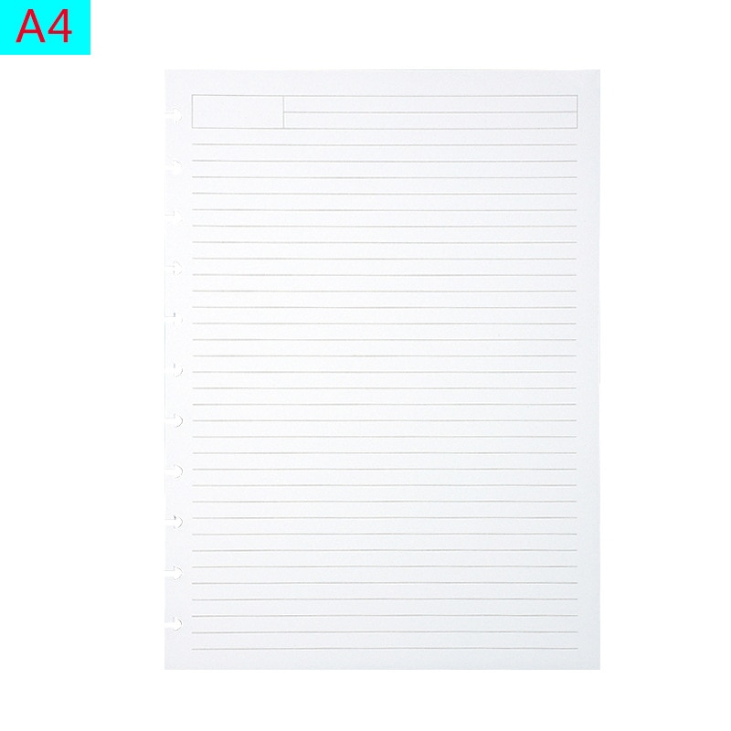 A4 Loose-leaf Refill Mushroom Hole Notepad Dedicated Horizontal Line Blank 3 Formats writing Paper Lace Inside Page DIY Binding: White