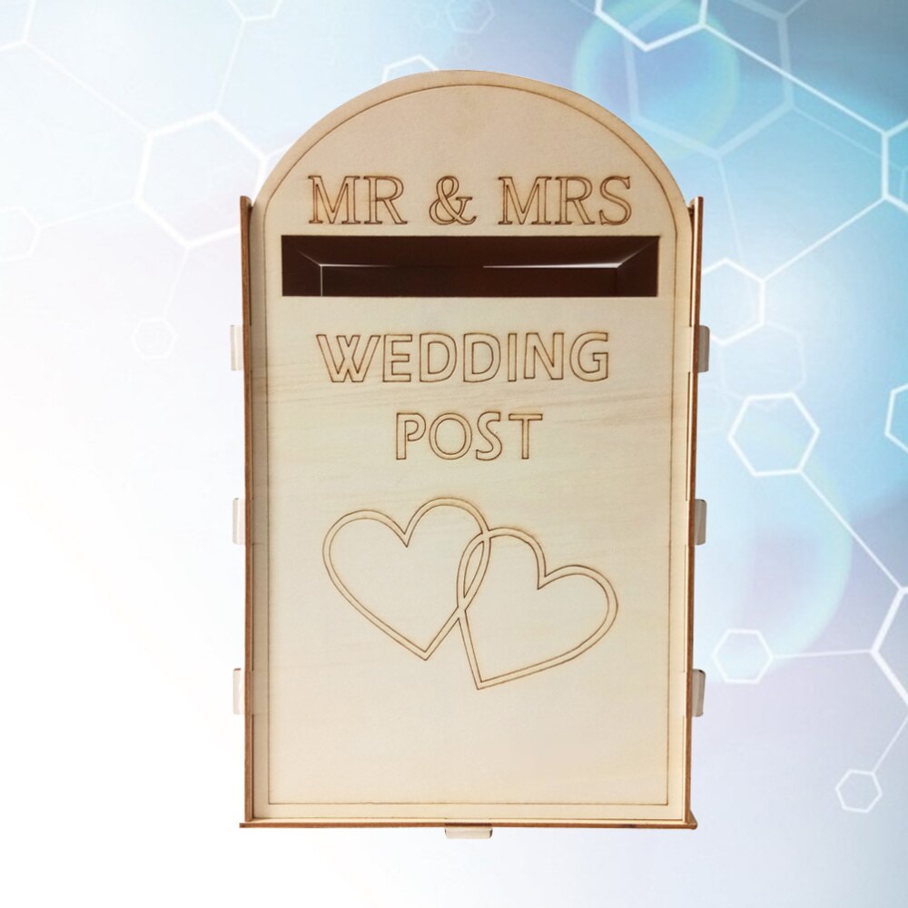 Caja de madera de boda, buzón de correo rústico, soporte de tarjeta de , adornos artesanales, SUMINISTROS DE BODA (con una llave)