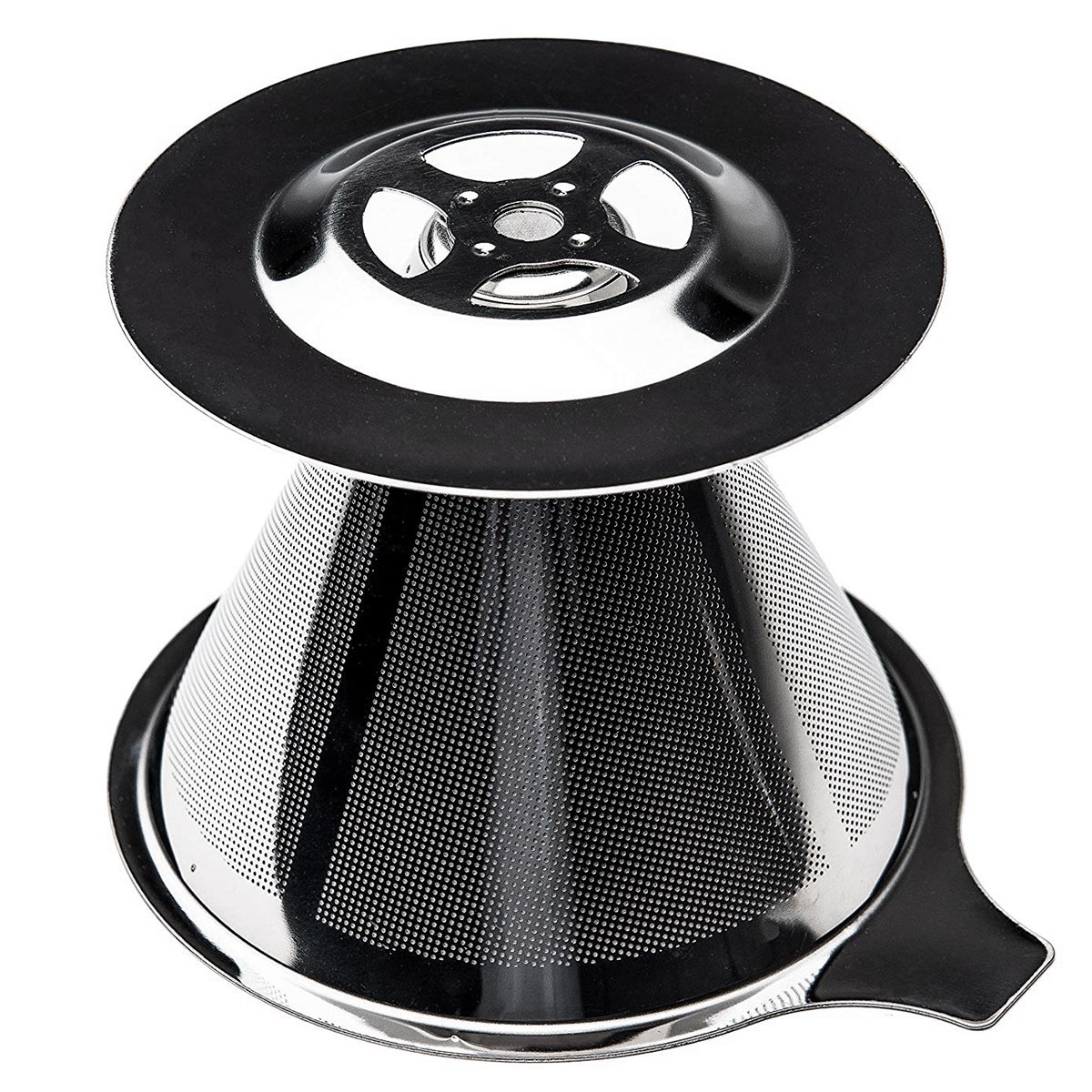 Pour Over Coffee Dripper Stainless Steel Cone, Paperless with Cup Stand, Enjoy Simple and Easy Single Cup Rich Mornin