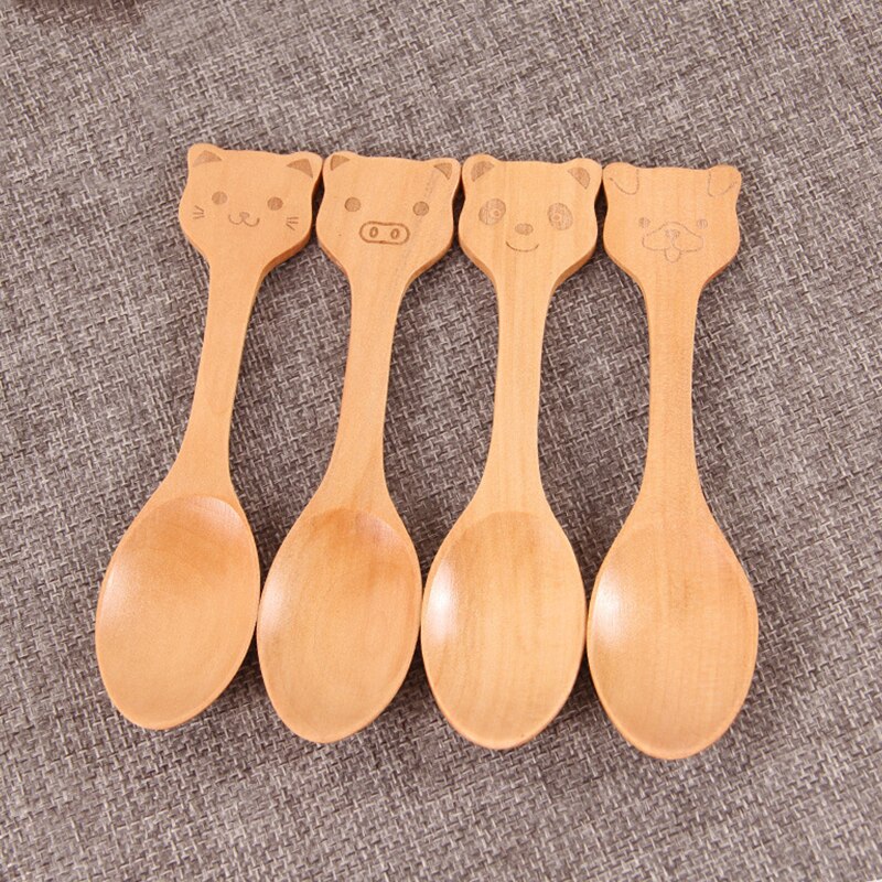 1 Uds. Mini cuchara de condimento de madera Natural para café té pequeño azúcar sal cubiertos cucharas de madera herramientas de cocina suministros de cocina