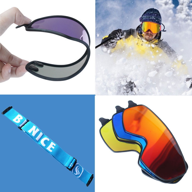 Ski Goggles 2 in 1 with Magnetic Dual-use Lens for Night Skiing Anti-fog UV400 Snowboard Goggles Men Women Ski Glasses