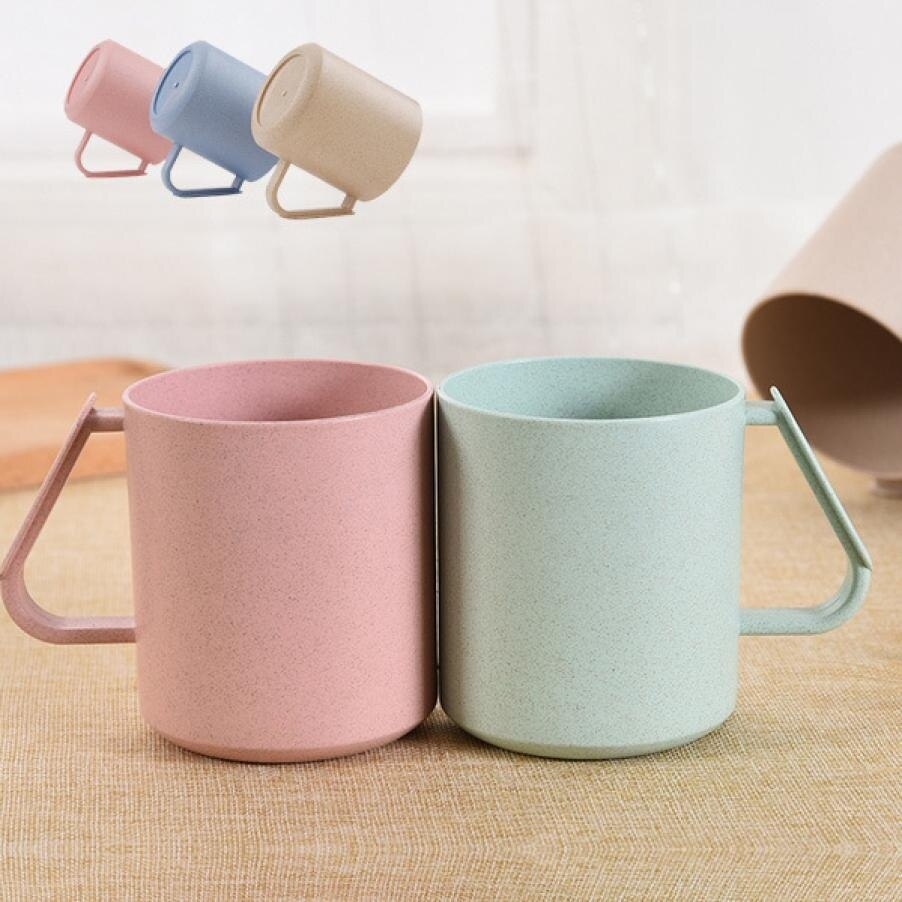 Creatieve Borstel Tanden Cups Tarwe Stro Spoelen Paar Tandenborstel Beker Tanden Cupcass Wassen Cup BBC-129