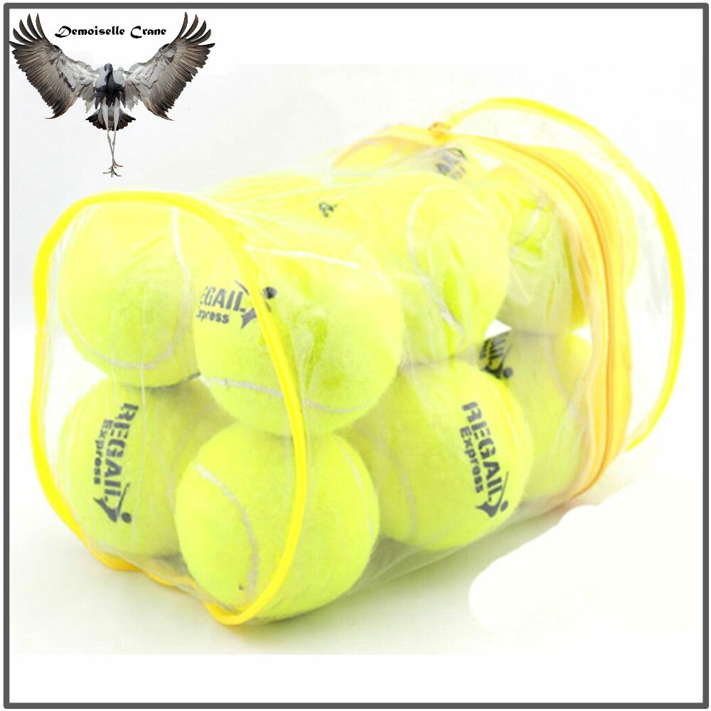 12 stks/partij Elasticiteit Tennisbal voor Training Sport Rubber Wollen Tennis Ballen voor tennis praktijk met gratis Tas