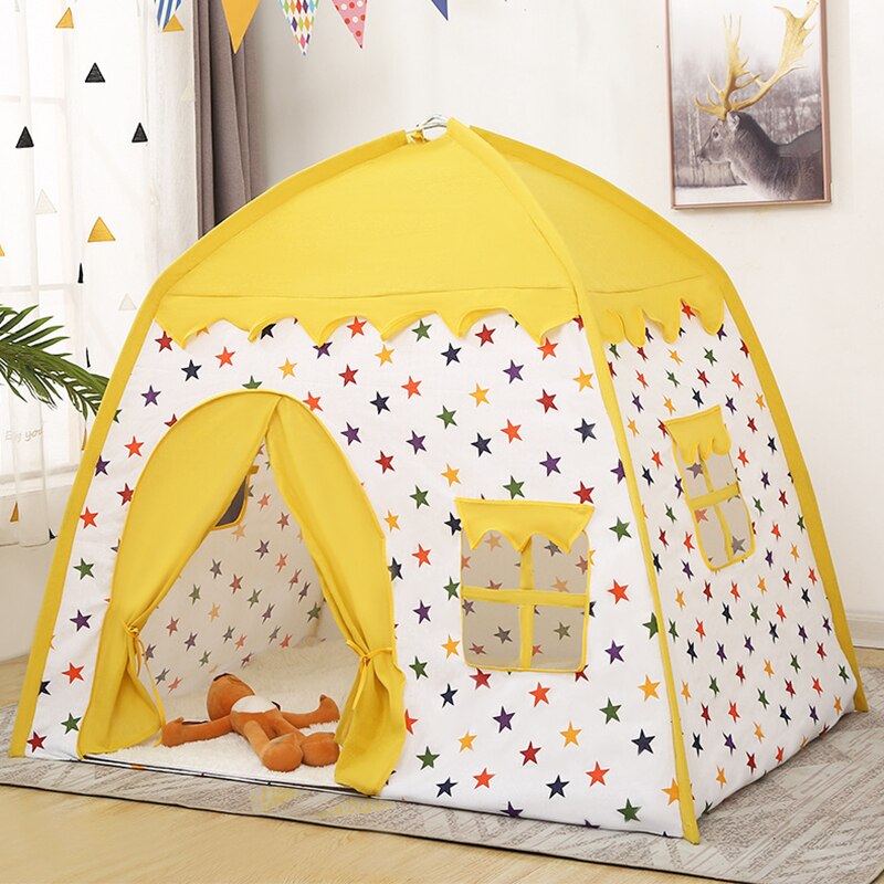 Große Raum Prinzessin Castle kinder Zelt Tragbare Indoor Spielen Zelt Haus Wigwam Für Kinder Spielhaus Kinder Zelt: WG-006-Yellow-white