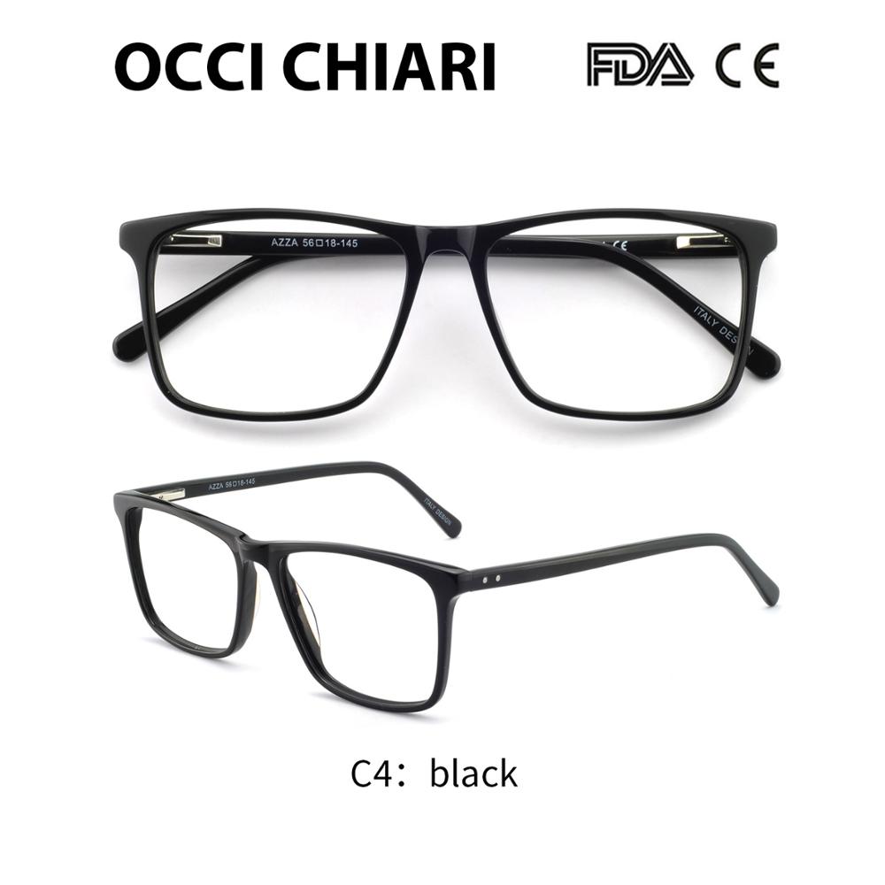 OCCI CHIARI Computer Glasses Frame Men Optical Eyeglasses frames Clear Lens blue light Gaming Eyewear Prescription Male: C4-black