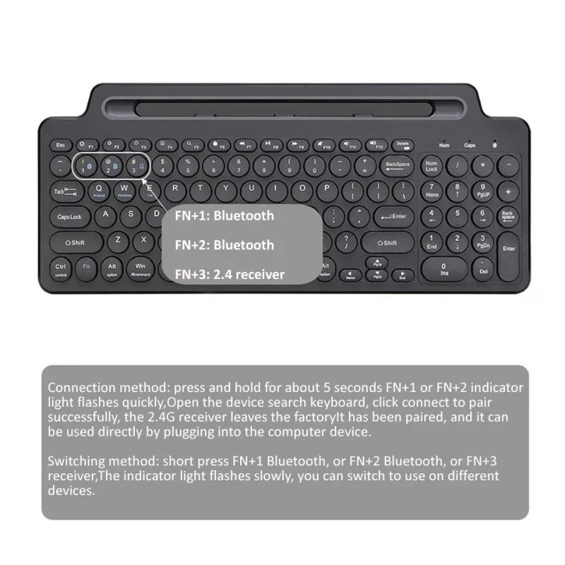 Teclado bluetooth 2.4g teclado sem fio com touchpad slot para cartão teclado para portátil tablet android ios ipad teclado de jogos