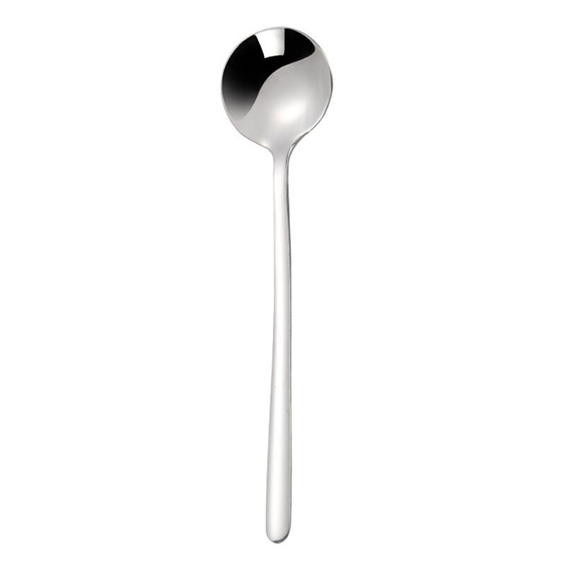 Roestvrij Staal Cirkel Koffie Lepel Espresso Thee Melk Roeren Mengen Serveren Lepel Ijs Dessert Scoop Keuken Accessoires: Silver