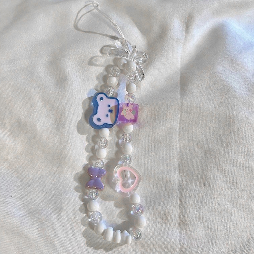 Cordón para teléfono móvil de Color, correa para la muñeca, cadena de mano para mujer, funda corta antipérdida para teléfono móvil, bonito cordón, colgante para llave: Azul / Verde