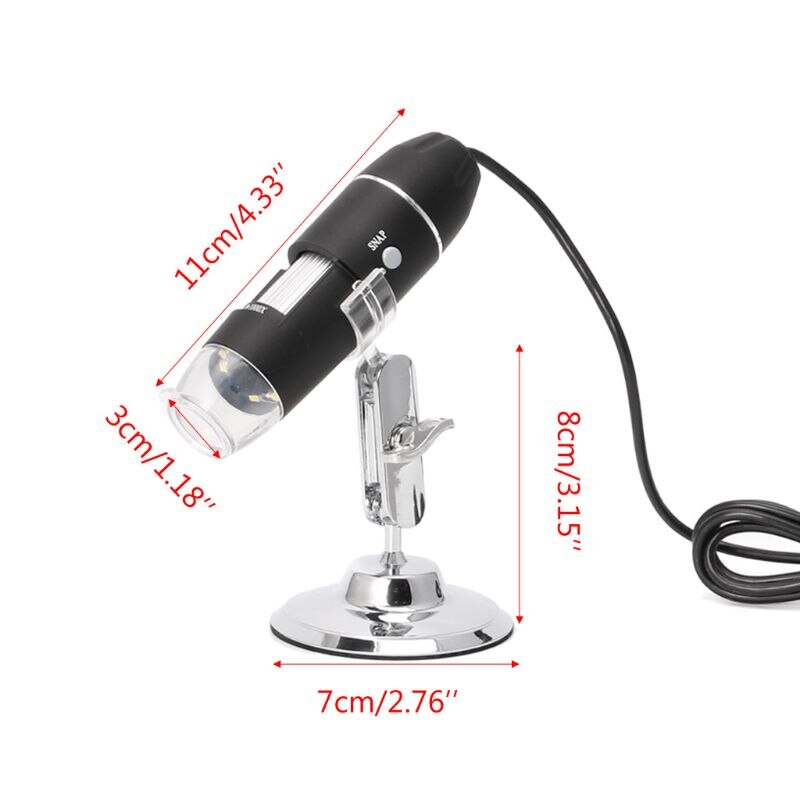 1600X USB Digital Microscope Camera Endoscope 8LED Magnifier with Metal Stand