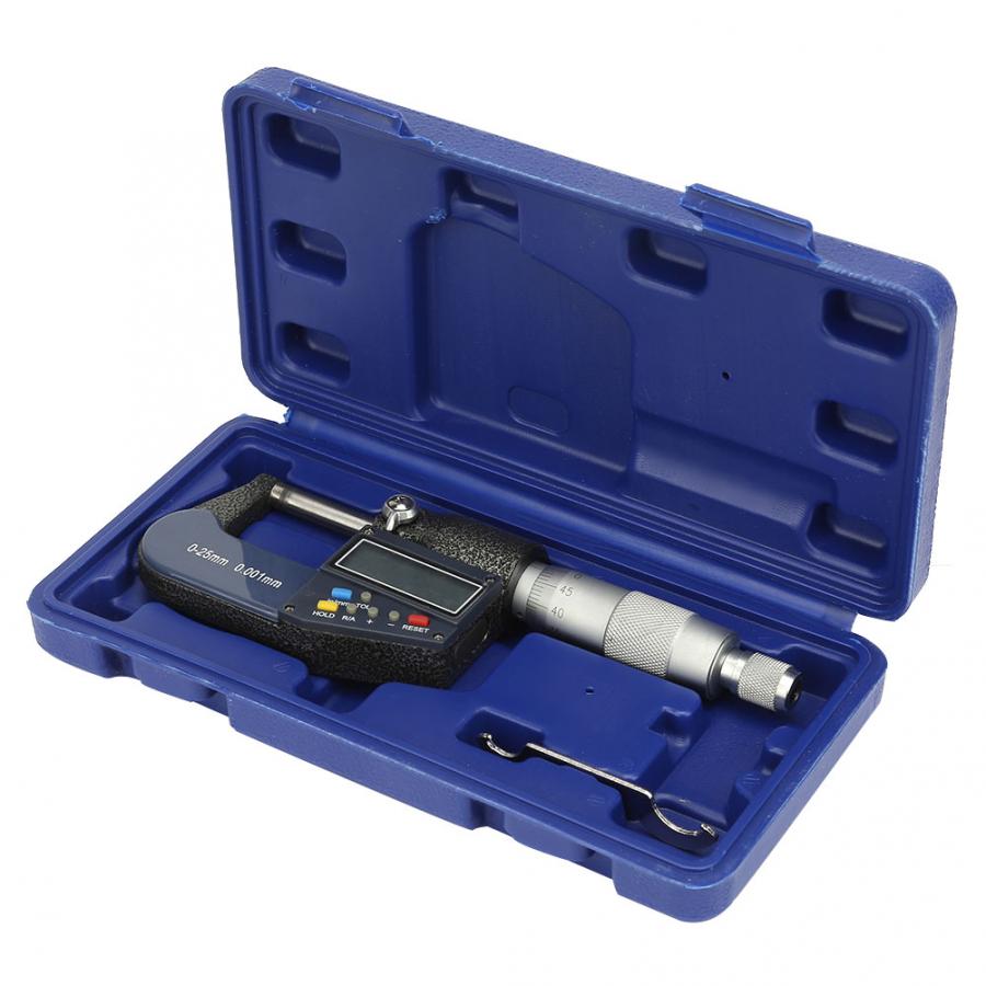 Digital Micrometer Measure Tool 0-25mm Electronic Digital Micrometer 0.001mm Thickness Gauge and Wrench Set Inside Micrometer